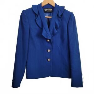 Herbert Grossman Cynthia Sobel Vintage Ladies 100% Wool Cobalt Blue 3 Button Bla